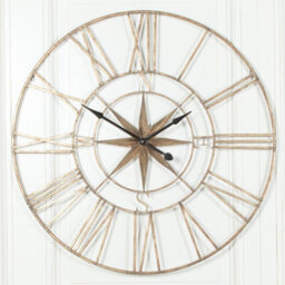 Extra Large 120Cm Aged Vintage Finish Compass Style Wall Clock - thumbnail 1
