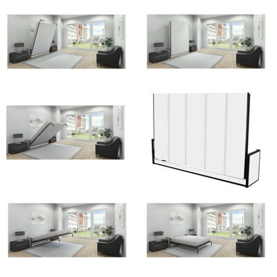 Wallbedking Studio Horizontal Small Double 120Cm X 190Cm ( 6Ft 3In X 4Ft ) Murphy Wall Bed , Guest Bed