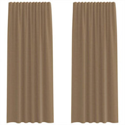 Berkfield Voile Curtains With Rod Pockets 2 Pcs Light Brown - thumbnail 2