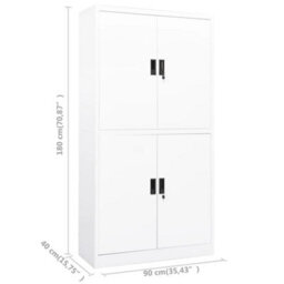 Vidaxl Office Cabinet White 90X40X180 Cm Steel - thumbnail 3