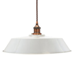 Pale Grey Large Chancery Painted Dome Pendant Light With Antique Copper Lamp Holder And Brown Twisted Cable - Se Home - thumbnail 1