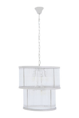 Orsina 2 Tier Nickel Finish Glass Chandelier, Glass Pane Pendant Light, Adjustable Industrial Luxe Lighting Fixture - image 1