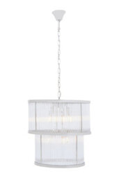 Orsina 2 Tier Nickel Finish Glass Chandelier, Glass Pane Pendant Light, Adjustable Industrial Luxe Lighting Fixture - thumbnail 5