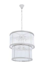 Orsina 2 Tier Nickel Finish Glass Chandelier, Glass Pane Pendant Light, Adjustable Industrial Luxe Lighting Fixture - thumbnail 4
