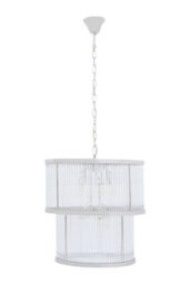 Orsina 2 Tier Nickel Finish Glass Chandelier, Glass Pane Pendant Light, Adjustable Industrial Luxe Lighting Fixture - thumbnail 1