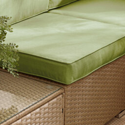 Furniturebox Orlando Green, Beige Rattan Garden Sofa Modular Outdoor Patio Couch Seating, Table & 8 Chairs Garden Corner Sofa Set - thumbnail 6