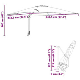 Berkfield Wall-Mounted Garden Parasol Black 247 Cm - thumbnail 9
