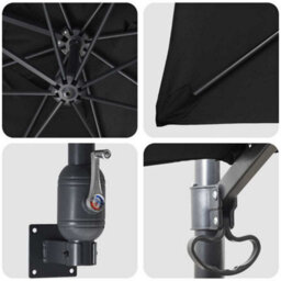 Berkfield Wall-Mounted Garden Parasol Black 247 Cm - thumbnail 7