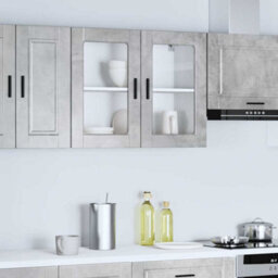 Berkfield Durable Kitchen Wall Cabinet With Glass Door Porto Concrete Grey - thumbnail 2