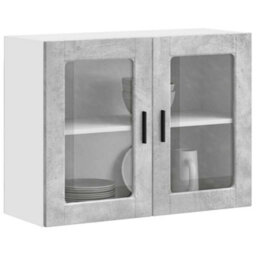 Berkfield Durable Kitchen Wall Cabinet With Glass Door Porto Concrete Grey - thumbnail 4