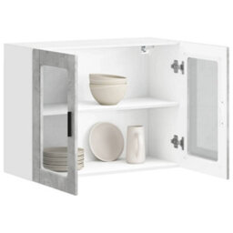 Berkfield Durable Kitchen Wall Cabinet With Glass Door Porto Concrete Grey - thumbnail 5