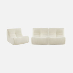 Sweeek - Set Of 3 Modular Armchairs In Boucle Fabric Sokol Trio White 91X105X72 Cm - thumbnail 3