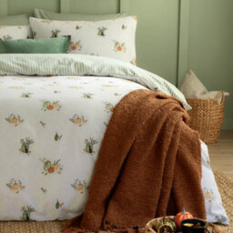 Wylder Pumpkinspice Brushed Cotton Reversible Duvet Cover Set, White, King - thumbnail 3