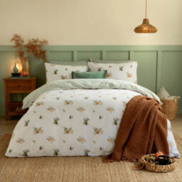 Wylder Pumpkinspice Brushed Cotton Reversible Duvet Cover Set, White, King - thumbnail 1