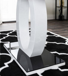 Furniturebox Giovani Rectangular 4 Seat White High Gloss Unique Halo Base Dining Table Black Glass Top 4 Navy Velvet Silver Leg Pesaro Chairs - thumbnail 8