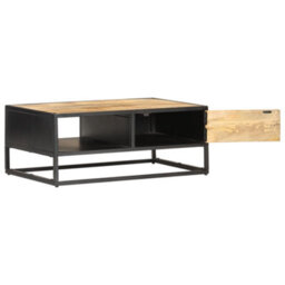 Berkfield Coffee Table With Carved Door 90X55X36 Cm Rough Mango Wood - thumbnail 3