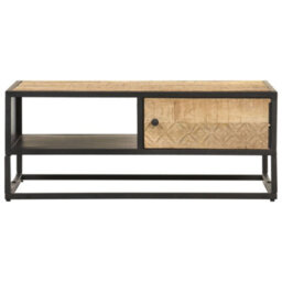 Berkfield Coffee Table With Carved Door 90X55X36 Cm Rough Mango Wood - thumbnail 2