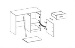 Arte Practical White Computer Desk H760mm W1100mm D500mm - Blue Handles For Serene Study Areas - thumbnail 3