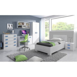 Arte Practical White Computer Desk H760mm W1100mm D500mm - Blue Handles For Serene Study Areas - thumbnail 2
