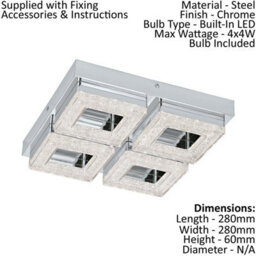 Stylish Chrome Flush Mount Ceiling Light With Led Bulbs And Crystal Accents - thumbnail 2