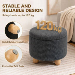 Round Storage Ottoman With Reversible Lid, Dark Grey - thumbnail 5