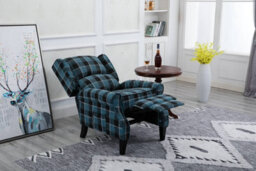 Westwood Blue Check Vintage Armchair Sofa Recliner Lounge Fabric Tub Chair Seat Home - thumbnail 3
