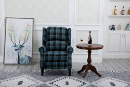 Westwood Blue Check Vintage Armchair Sofa Recliner Lounge Fabric Tub Chair Seat Home - thumbnail 4