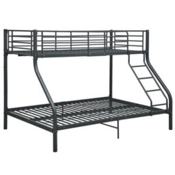 Berkfield Bunk Bed Frame Black Metal 140X200 Cm/90X200 Cm - thumbnail 2