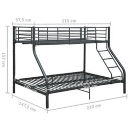 Berkfield Bunk Bed Frame Black Metal 140X200 Cm/90X200 Cm - thumbnail 8