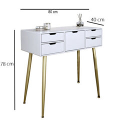 CARME Home Gabriella Dressing Table-White/gold - thumbnail 3