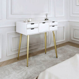 CARME Home Gabriella Dressing Table-White/gold - thumbnail 1