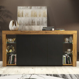 Creative Furniture Eden Sideboard 164Cm - Dark Oak & Black Matt Doors - thumbnail 1