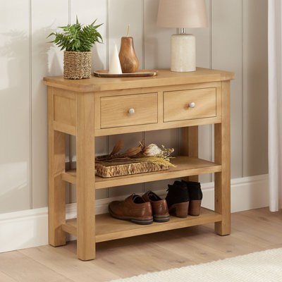The Furniture Market Marbury Oak 2 Drawer Hall Console Table - image 1