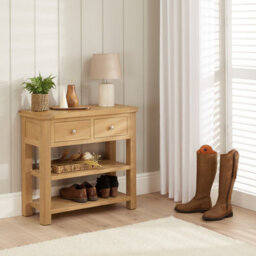The Furniture Market Marbury Oak 2 Drawer Hall Console Table - thumbnail 3