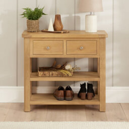 The Furniture Market Marbury Oak 2 Drawer Hall Console Table - thumbnail 2