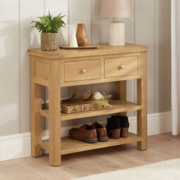 The Furniture Market Marbury Oak 2 Drawer Hall Console Table - thumbnail 1
