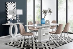 Furniturebox Uk Arezzo Large Extending Dining Table And 6 Cappuccino Corona Silver Leg Chairs - thumbnail 1