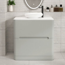 Royal Bathrooms Venice 800mm Dove Grey Freestanding Bathroom Countertop Vanity Unit 2 Drawer With Nova Basin - thumbnail 1
