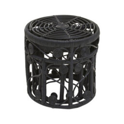 Orsina Elegant Set Of Two Black Natural Rattan Tables, Round Coffee Table, Sturdy Side Table, Versatile Small Table - thumbnail 3