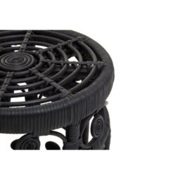 Orsina Elegant Set Of Two Black Natural Rattan Tables, Round Coffee Table, Sturdy Side Table, Versatile Small Table - thumbnail 8