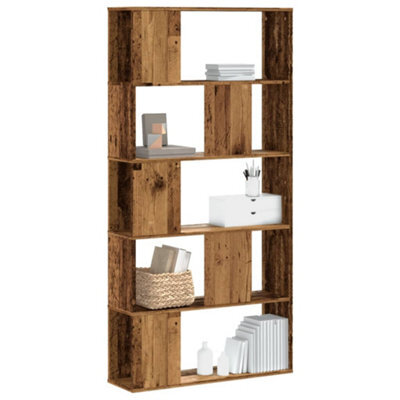 Berkfield Bookcase 5-Tier Old Wood 80.5X23.5X162.5 Cm Engineered Wood - image 1