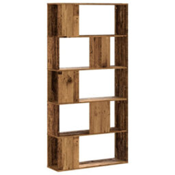 Berkfield Bookcase 5-Tier Old Wood 80.5X23.5X162.5 Cm Engineered Wood - thumbnail 2