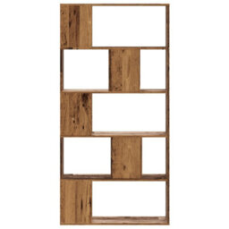 Berkfield Bookcase 5-Tier Old Wood 80.5X23.5X162.5 Cm Engineered Wood - thumbnail 3