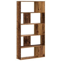 Berkfield Bookcase 5-Tier Old Wood 80.5X23.5X162.5 Cm Engineered Wood - thumbnail 5