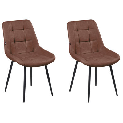 Beliani Set Of 2 Dining Chairs Melrose Faux Leather Brown - image 1