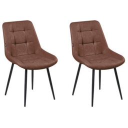 Beliani Set Of 2 Dining Chairs Melrose Faux Leather Brown - thumbnail 1