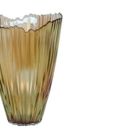 Ivyline Mocha Ribbed Holder - Glass - L15 X W15 X H14 Cm - Brown - thumbnail 2