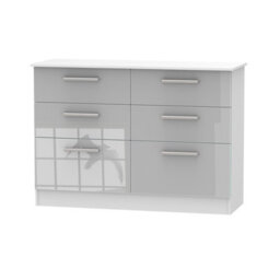 Trent 6 Drawer Midi Chest Of Drawers In Grey & White (Ready Assembled) - thumbnail 2