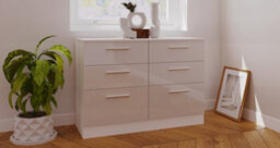 Trent 6 Drawer Midi Chest Of Drawers In Grey & White (Ready Assembled) - thumbnail 1