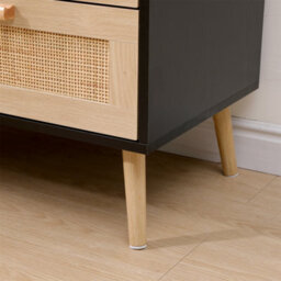 Furniturehmd 6 Drawers Ratten Wide Chest,storage Sideboard Cabinet,organiser Unit For Bedroom,living Room,hallway - thumbnail 5